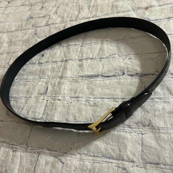 POLO RALPH LAUREN BLACK ITALIAN LEATHER GOLD TONE BUCKLE MENS BELT SIZE 36 - Picture 8 of 9